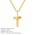 Minimalist gold stainless steel necklace featuring a textured alphabet T pendant - Letter T / 10mm Pendant / Gold