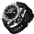 Orologio digitale SANDA doppio display con cinturino nero e cassa argento - 6137 Nero Argento (Uomini)