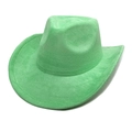 Close-up of light green faux suede cowboy hat showing soft texture and brim detail - M (56-58cm) / Fruit Green