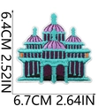Detailed embroidery patch of Saint Basil Cathedral in blue and purple silk threads - Colorful Cathedral Architecture Style (No. 3)