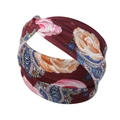 Fascia per capelli elastica rossa con nodo e stampa floreale paisley e rose - FD035 Stampato Viola Scuro