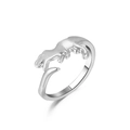 Chic silver dinosaur open ring featuring a creative polished animal wrap design - Silver T-Rex