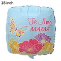 18 inch heart-shaped foil balloon with blue Te Amo MAMÁ print and floral pattern - Spanish Mother's Day #5