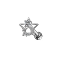 Dettaglio del piercing labret in acciaio argento con motivo luna, stella e zirconi - Argento Luna Stella
