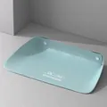 Waterproof light blue foldable pet silicone mat with cute cartoon cat and dog graphics - Aqua Blue