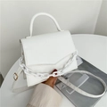 Elegante borsa a tracolla bianca con catena in plastica spessa e finitura in pelle PU - Bianco