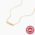 Collar de plata esterlina S925 dorada para mamá con corazón y circonitas brillantes - Dorado
