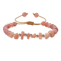 Handmade woven sunstone beaded bracelet with natural orange crystal and silver beads - Sunstone