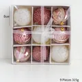 9-piece 8cm Christmas ball set in rose gold and cream with ribbon packaging - 8CM/9pcs / Pink and White Mix