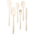 Beige 6-piece silicone baking tool set with spatulas and brushes for kitchen DIY - 6-Piece Set / Cream White