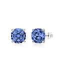 S925 sterling silver stud earrings with octagon-cut blue crystals and mirrored reflections - 925 Silver / Tanzanite 8MM