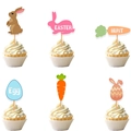 Oster-Kuchenaufsätze mit Hasen-, Karotten- und Eierdesigns für festliche Dessertdekoration - Ostern Thema Kuchen Topper