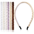 Set of 7 beaded braided headbands in beige white pink purple gold and brown colors - 7-Piece Set (#5)