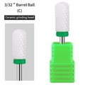 Ceramic nail drill bit 3/32 inch barrel ball head with green base for electric manicures - HF-09 Barrel Ball Ceramic Drill Bit (C Coarse)