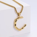 Chaîne carrée en acier inoxydable plaqué or 18 carats avec pendentif lettre C irrégulier - Lettre C Dorée Pendentif Uniquement (Sans Chaîne)