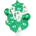 Set di 14 palloncini verdi per feste con stelle, cuori e palloncini con coriandoli - Verde