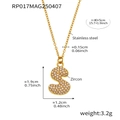 18k gold plated stainless steel letter S pendant necklace with sparkling cubic zirconia - Rp017-s Letter Gold Necklace 40+5cm
