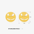 Gold stainless steel hollow pumpkin earrings measuring 1cm for Halloween style - Hollow Smiling Face Style 2 / Gold