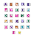 Colorful alphabet acrylic beads on white square cubes for DIY jewelry making sets - Square/6mm/Letter A / White Base Colored Letter