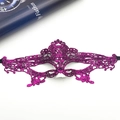 Fuchsia lace masquerade mask with intricate gold stamping for Halloween parties - Vine Embroidery Mask (019 Fuchsia)
