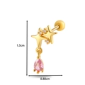 Gold star cartilage piercing stud with pink teardrop zircon, 1.5cm length variant - 11# Gold (Star Drop Style)