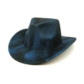 Blue and black tie-dye western cowboy hat with a curved wide brim and indented crown - M (56-58cm) / Blue Black Mottled (4#)