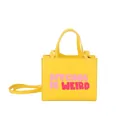 Borsa tote in pelle gialla con scritte in stile street e tracolla regolabile - Giallo