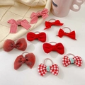 Cute red cartoon hair ties set with bows and scrunchies for girls and toddlers - Bright Red 10Pcs Set