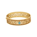 Bracciale rigido dorato traforato con pietra turchese ovale e dettagli floreali vintage - Stile Traforato Turchese Con Motivo A Vite (3#)