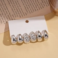 Set di 6 orecchini a goccia d'argento con finiture lisce e martellate su cartoncino - Argento (Set di 6)