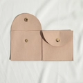 Pink microfiber jewelry pouch with gold snap button and curved envelope flap design - 8*8cm / Nude Pink