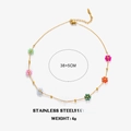 Collana in acciaio inossidabile placcato oro 18K con ciondoli floreali colorati - Collana di Fiori