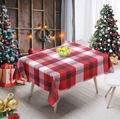 Red and white checkered rectangular tablecloth for a festive Christmas table setting - 40*60cm Brushed Fabric / CDR354-8 (Classic Red and White Plaid)