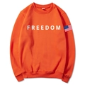 Bright orange unisex freedom hoodie with american flag patch on the sleeve cuff - Orange