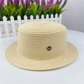 Cappello paglia boater beige chiaro con logo metallico distintivo con lettera M - M (56-58cm) / Beige