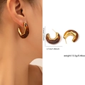 Golden C-shaped amber resin hoop earrings with elegant streamlined vintage design - Zjge0525