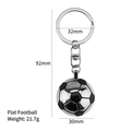 Soccer ball keychain in zinc alloy finish with black and white pattern 92mm total length - Half Face Football Style (X-092)