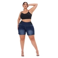 Pantaloncini di jeans taglie forti blu scuro per donna con elastico in vita - 0XL / Blu scuro