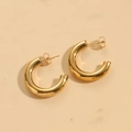 Minimalist geometric 14K gold plated C-shaped hoop earrings with polished finish and butterfly back - Thick C-Hoop Gold