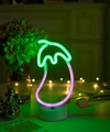 Eggplant LED neon light with purple glow and white base for aesthetic desk decoration - Eggplant (Dual-color) With Base