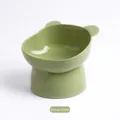 Gamelle surélevée vert herbe pour chat avec oreilles d'ours pour le cou - Style Tête d'Ours Inclinée / Vert herbe