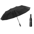 Fully automatic black 10-rib folding umbrella with LED light and reflective safety strip - 10 Ribs Automatic Light Umbrella Black