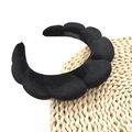 Classic black twisted sponge headband with a thick scallop edge and handmade label - Cloud Bubble Headband / Terry Cloth Black