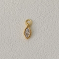 Ciondolo pietra natale dorato con zircone marquise per creazione di collane - Aprile-Bianco