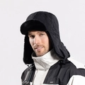 Gorro de aviador negro acolchado con orejeras y forro cálido de piel sintética de invierno - Negro