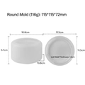 Translucent round silicone mold for resin storage jars with dimensions and lid details - Round Storage Box Mold with Lid J-274