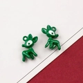 Cute green reindeer Christmas alloy pendants for DIY necklaces and earrings with loop - 12# Green 3D Reindeer