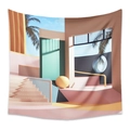 Dettaglio di arazzo geometrico 3D con sfumature rosa tenue e toni verde menta - Stile ZJ520-12 / 73X95CM Tessuto Spazzolato