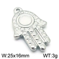 Colgante Mano de Fátima plateado con relieve de puntos y medidas de 25x16mm - Estilo 3 (KLJ5709-Z) / 25*16mm / Color Acero