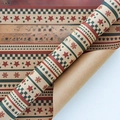 Christmas kraft wrapping paper rolls with festive red and green snowflake patterns - 50x70cm / Subdued Song